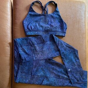Lululemon Athletica Sparkling Blue Sports Bra and Leggings